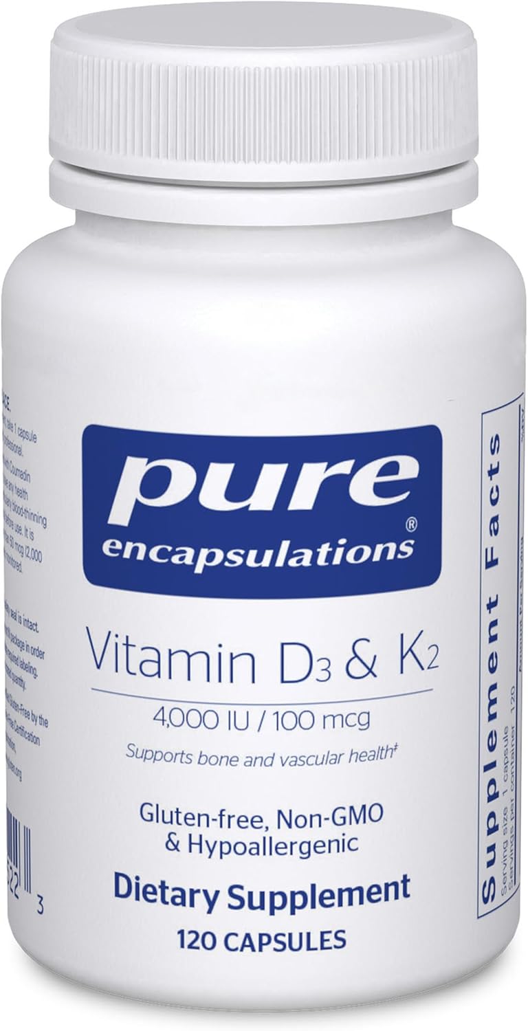 Pure Encapsulations Vitamin D3 & K2 - Bone & Vascular Health Support - Immune Function Support - Gluten-free - Non-GMO - 60 Capsules - görsel 8