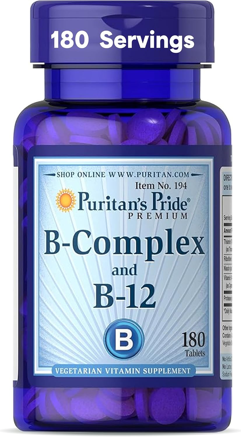 Puritan's Pride Premium Vitamin B-Complex & B-12, 180 Tablets - görsel 1