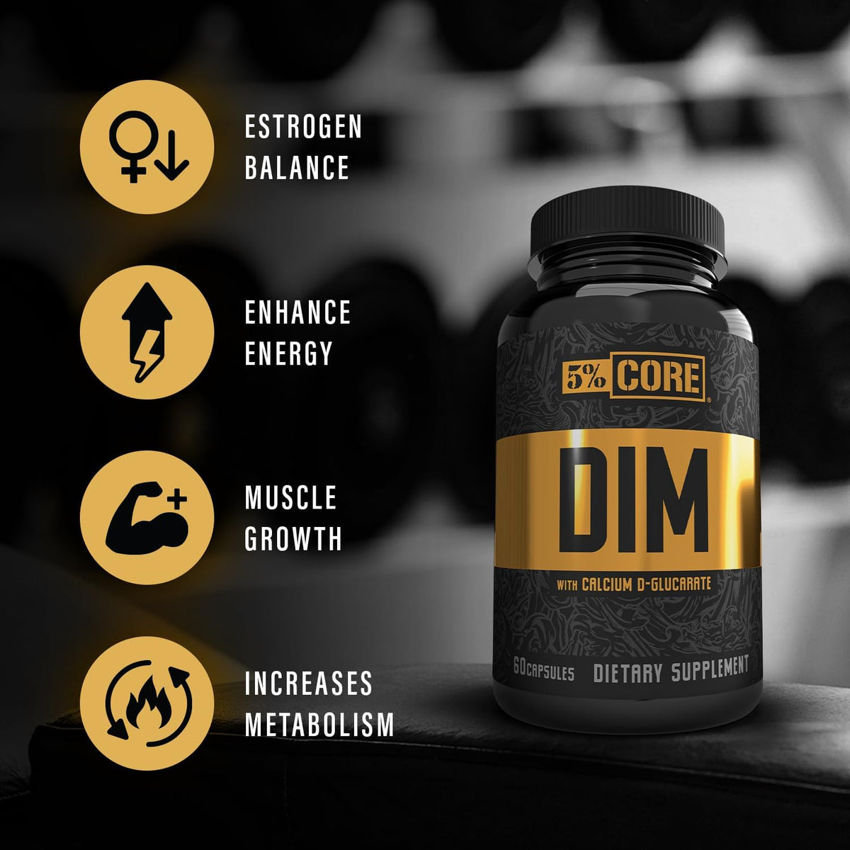 5% Nutrition Core DIM Supplement - Oestrogen Regulation Support for Men and Women (60 VegCaps) - görsel 3