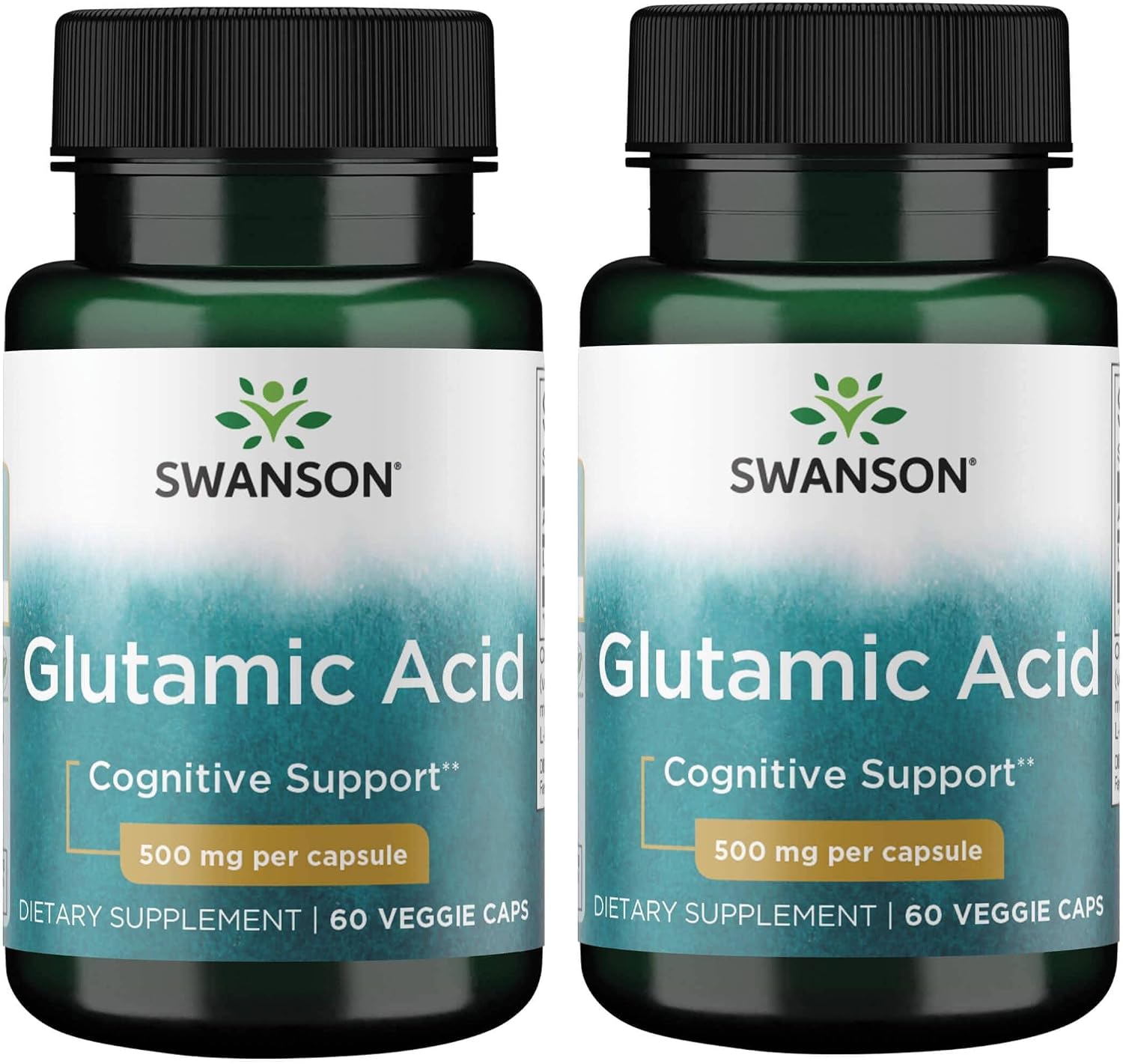 Swanson Glutamic Acid 500 mg, 60 Veg Capsules (Pack of Two) - görsel 1