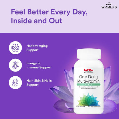 GNC Women's 50 Plus One Daily Multivitamin, Supports Overall Wellness and Healthy Ageing, 60 Tablets