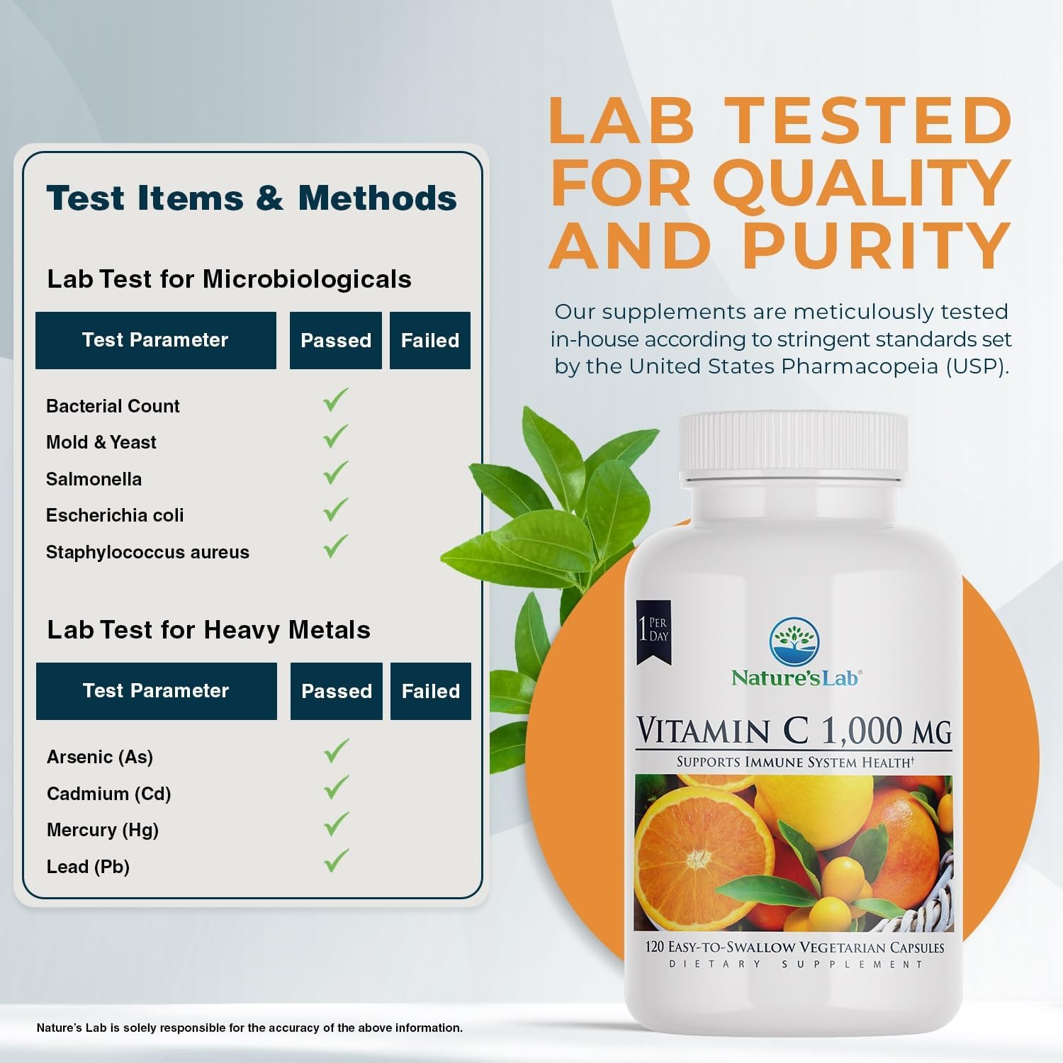 Nature's Lab Vitamin C 1000mg Per Capsule - Supports the Normal Function of the Immune System, 120 Capsules - görsel 3