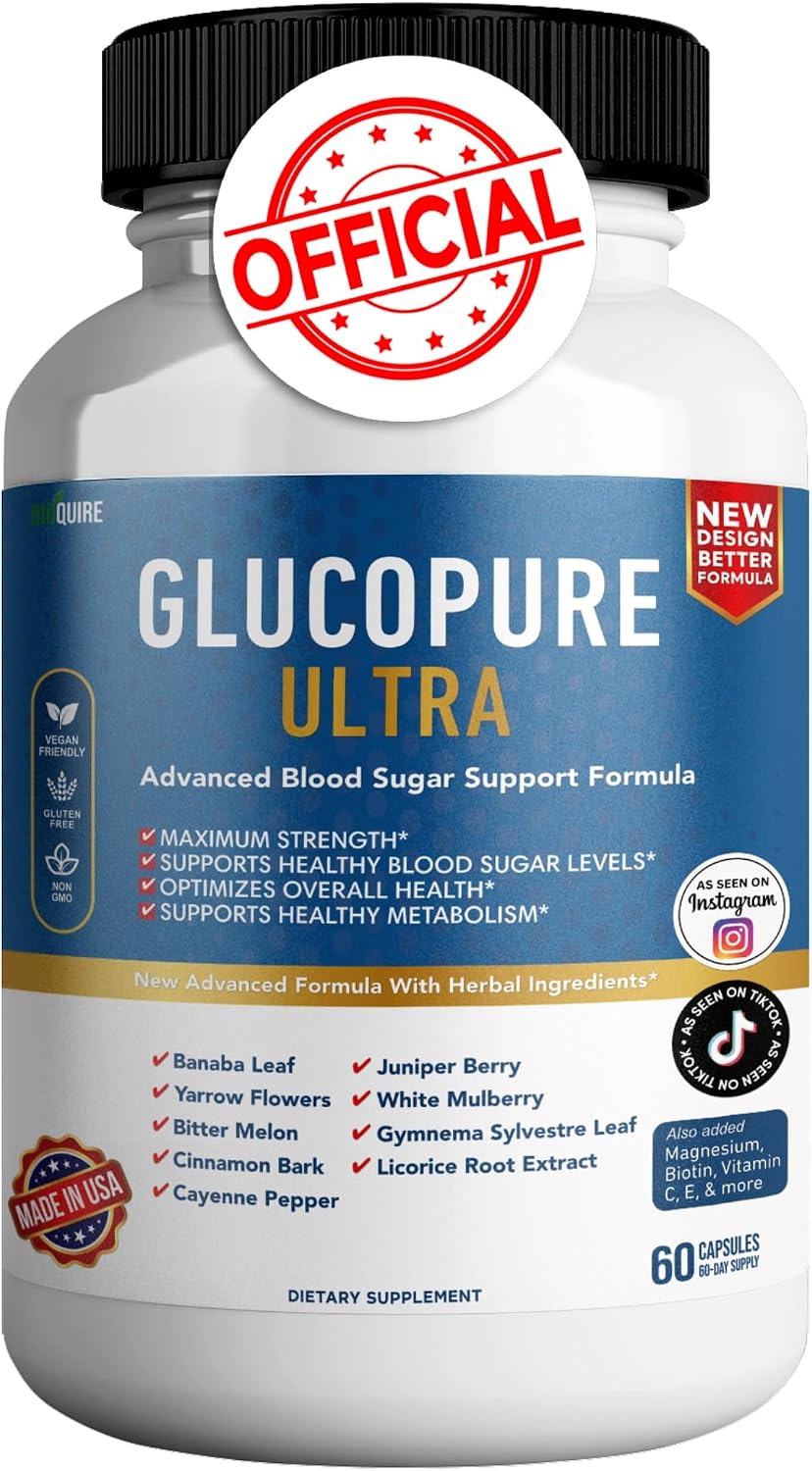 BIOQUIRE Gluco Pure Ultra - Maximum Strength Blood Sugar Support Supplement (60 Capsules) - görsel 1