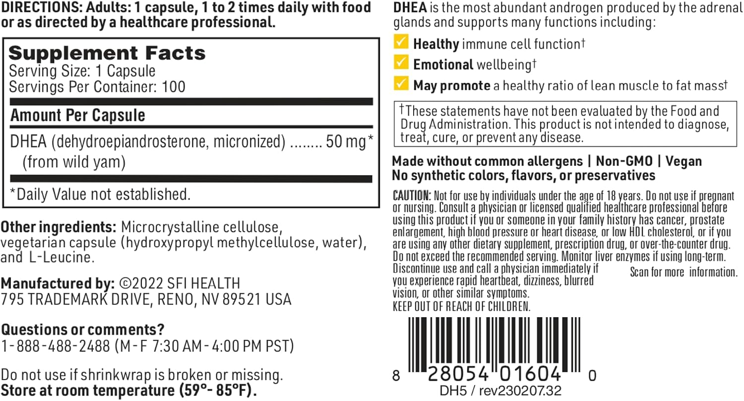 Klaire Labs DHEA 50mg – Micronised, Hypoallergenic Supplement - görsel 6