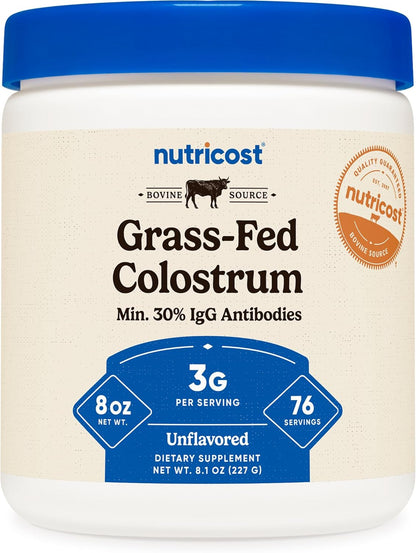 Nutricost Colostrum Powder - Bovine Colostrum with Lactoferrin and 30% IgG, 3g Per Serving, 76 Servings (227 g)