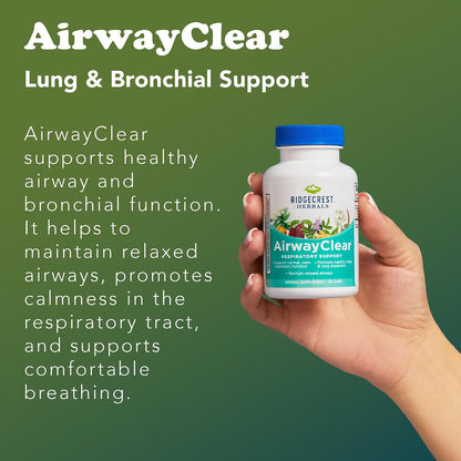 Ridgecrest Herbals AirwayClear - Lung Health & Respiratory Support Supplement (60 Vegan Capsules)