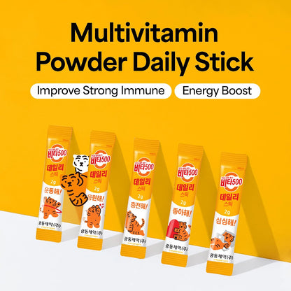 KWANGDONG Vita500 Multivitamin Powder Daily Stick, Improve Strong Immune, & Energy Boost with Vitamin C 500mg, and Vitamin B Complex (70 Sticks of 500mg)