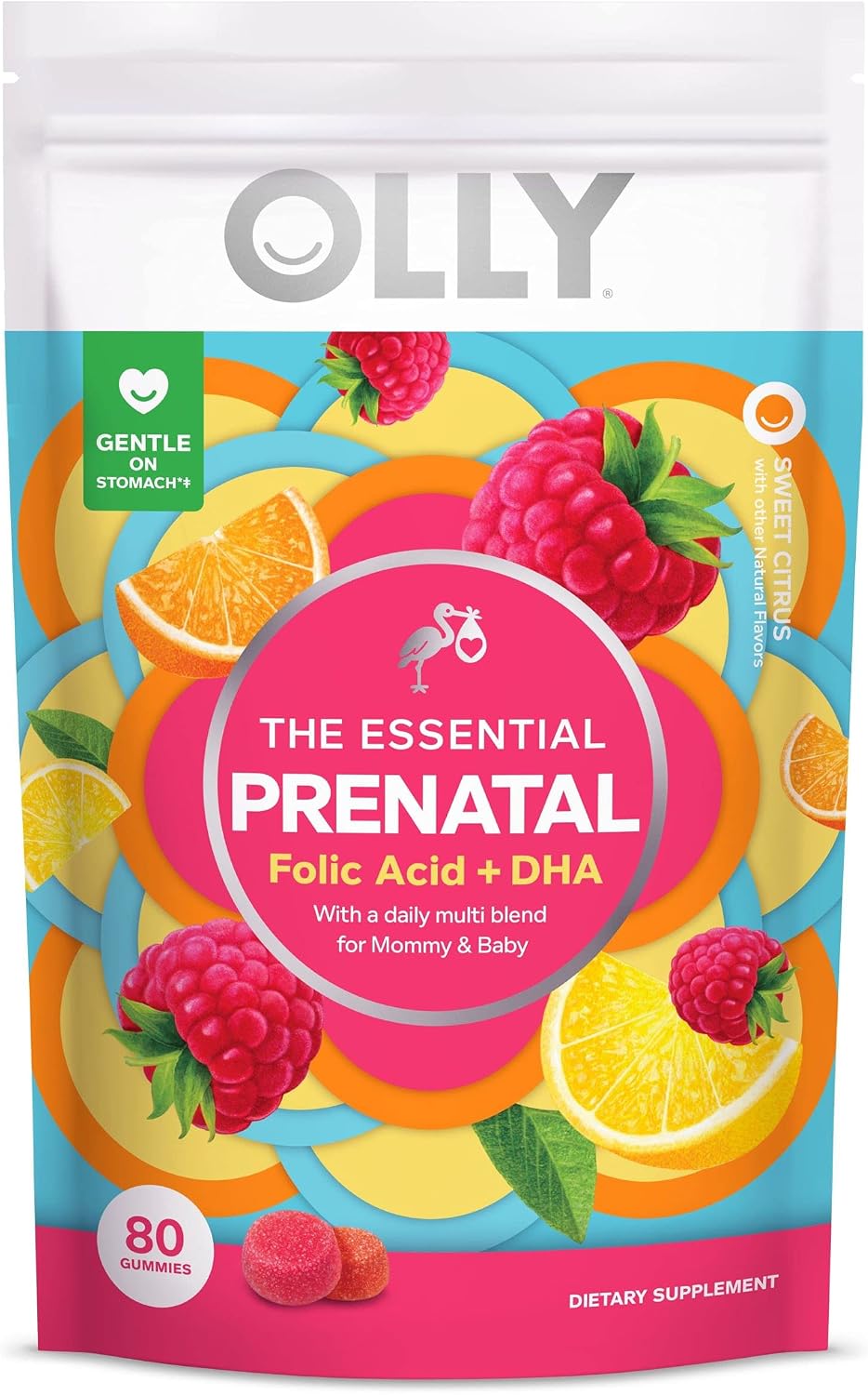 OLLY Prenatal Multivitamin Gummy - Folic Acid + DHA, 80 Gummies (40-Day Supply) - görsel 1