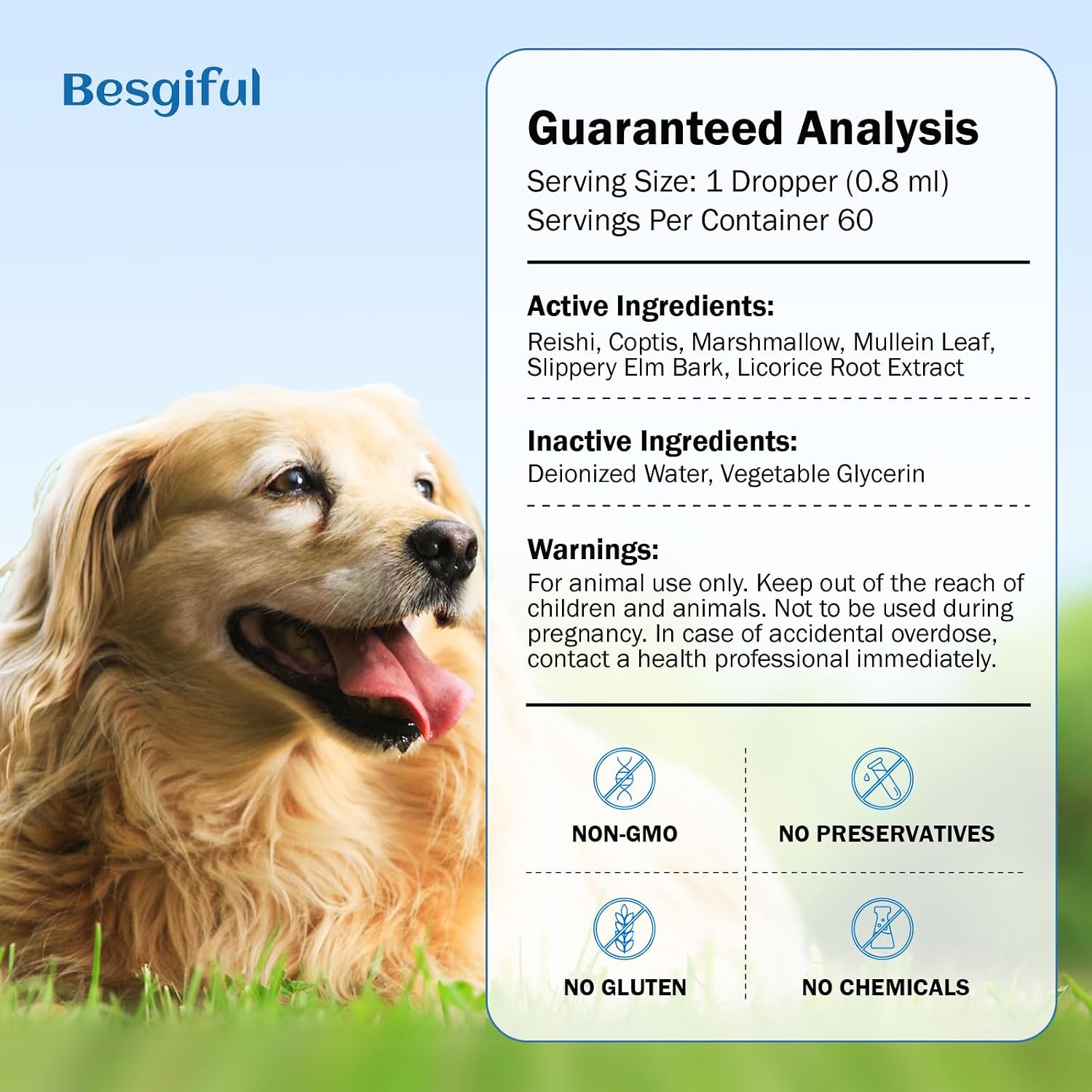 Besgiful Natural Herbal Trachea Support for Dogs – Cough Elixir with Mullein Leaf & Marshmallow - görsel 7