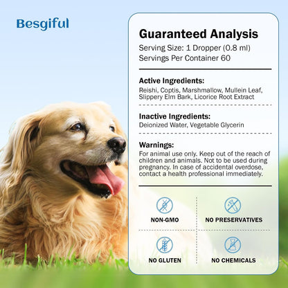 Besgiful Natural Herbal Trachea Support for Dogs – Cough Elixir with Mullein Leaf & Marshmallow