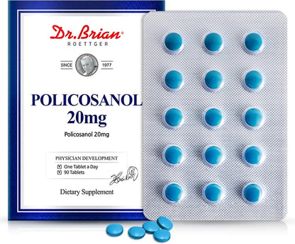 Dr. Brian Policosanol 20mg | Heart & Cholesterol Health Food Supplement - 90 Vegan Tablets