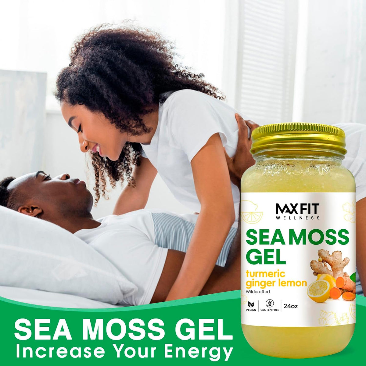 MAX FIT Sea Moss Gel Turmeric Ginger Lemon (25 Flavours) 680g Wildcrafted Gold Sea Moss Gel from Saint Lucia | 92 Vitamins and Minerals | Pure Raw+Non-GM - görsel 2