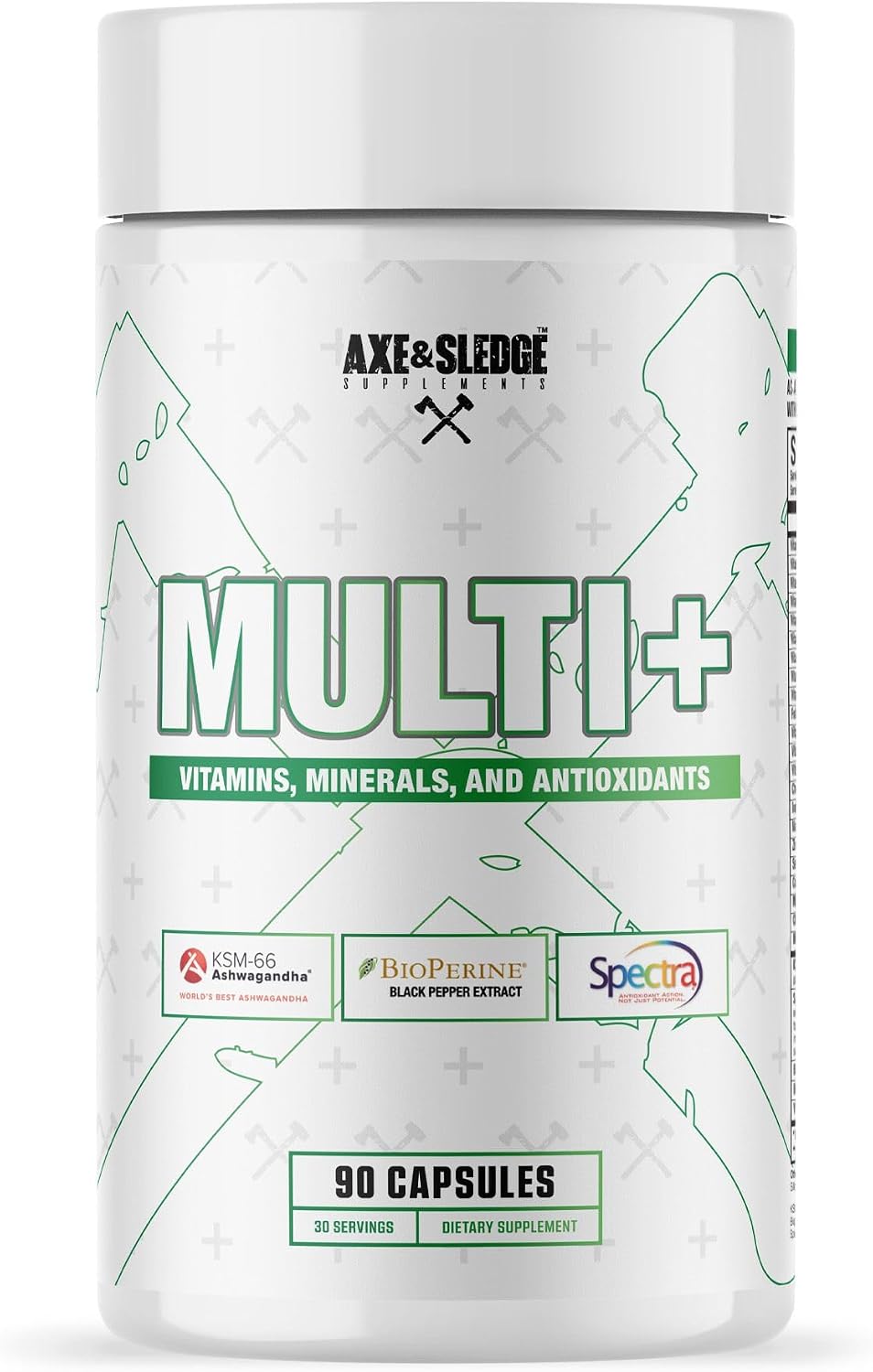 Axe & Sledge Multi Plus Multivitamin | 24 Bioavailable Vitamins & Minerals, Ashwagandha | Multivitamin for Women and Men | 90 Capsules - görsel 1
