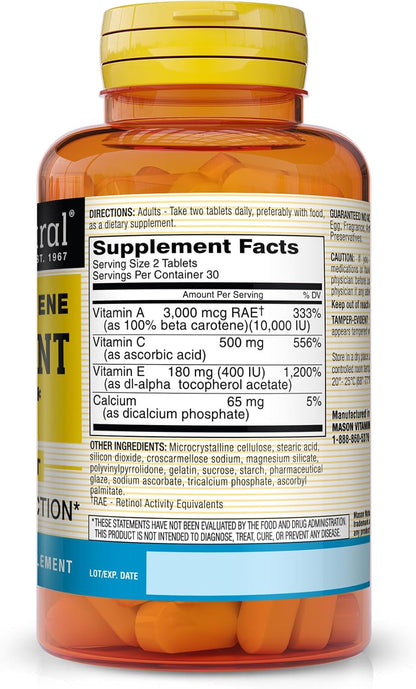 MASON NATURAL Vitamin E, C & A (Beta Carotene) High Potency Antioxidant Supplement, 60 Tablets