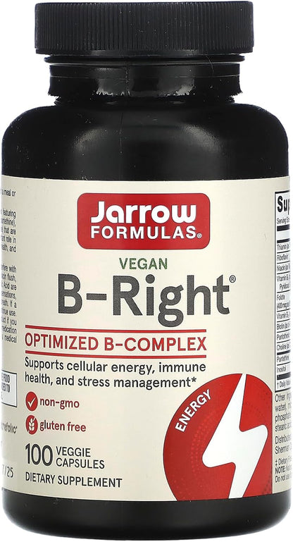 Jarrow Formulae B-Right Low-Odour Vitamin B-Complex, 100 Capsules