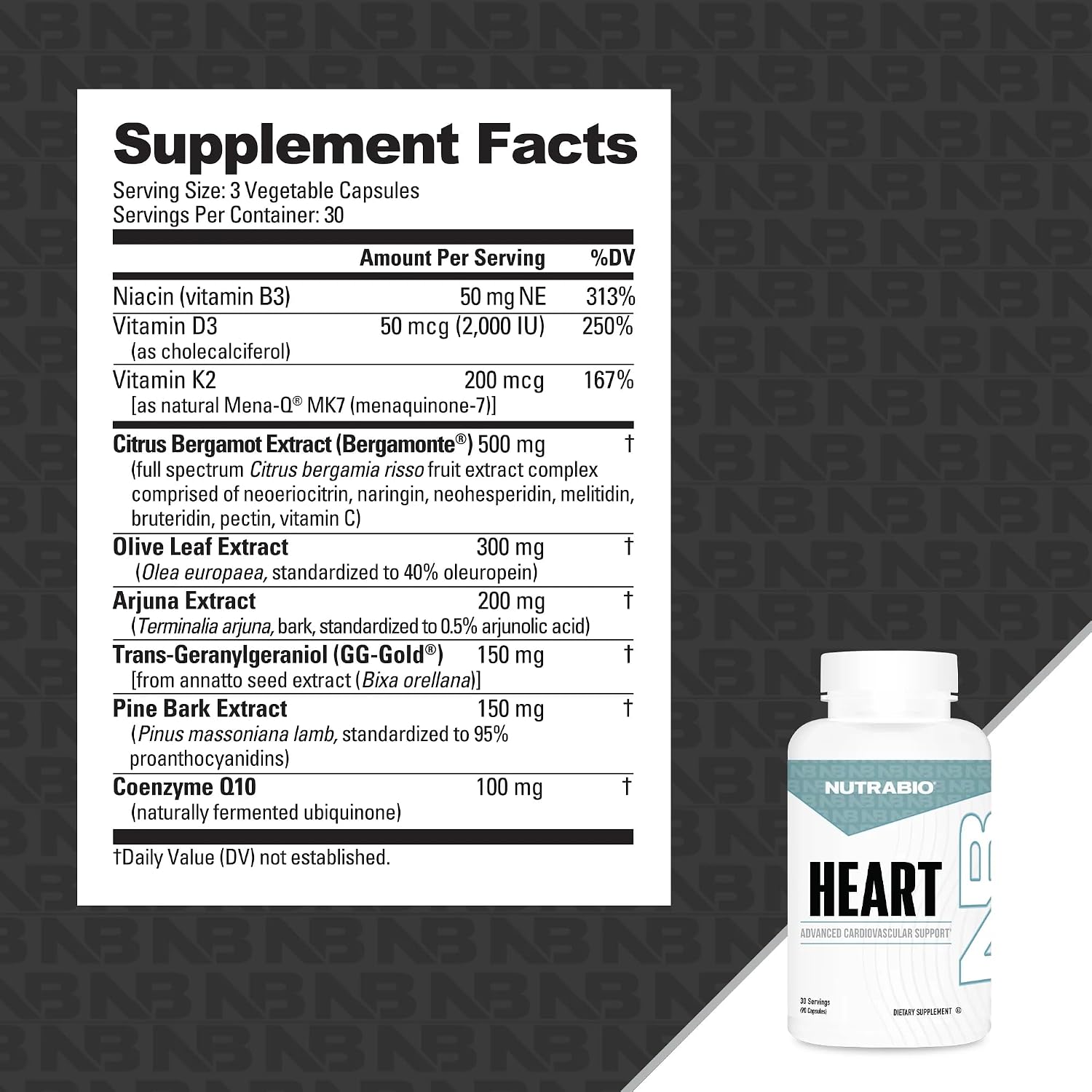 NutraBio Heart - Cardiovascular Supplement with Bergamonte, CoQ10, and Olive Leaf Extract - 90 Capsules - görsel 6