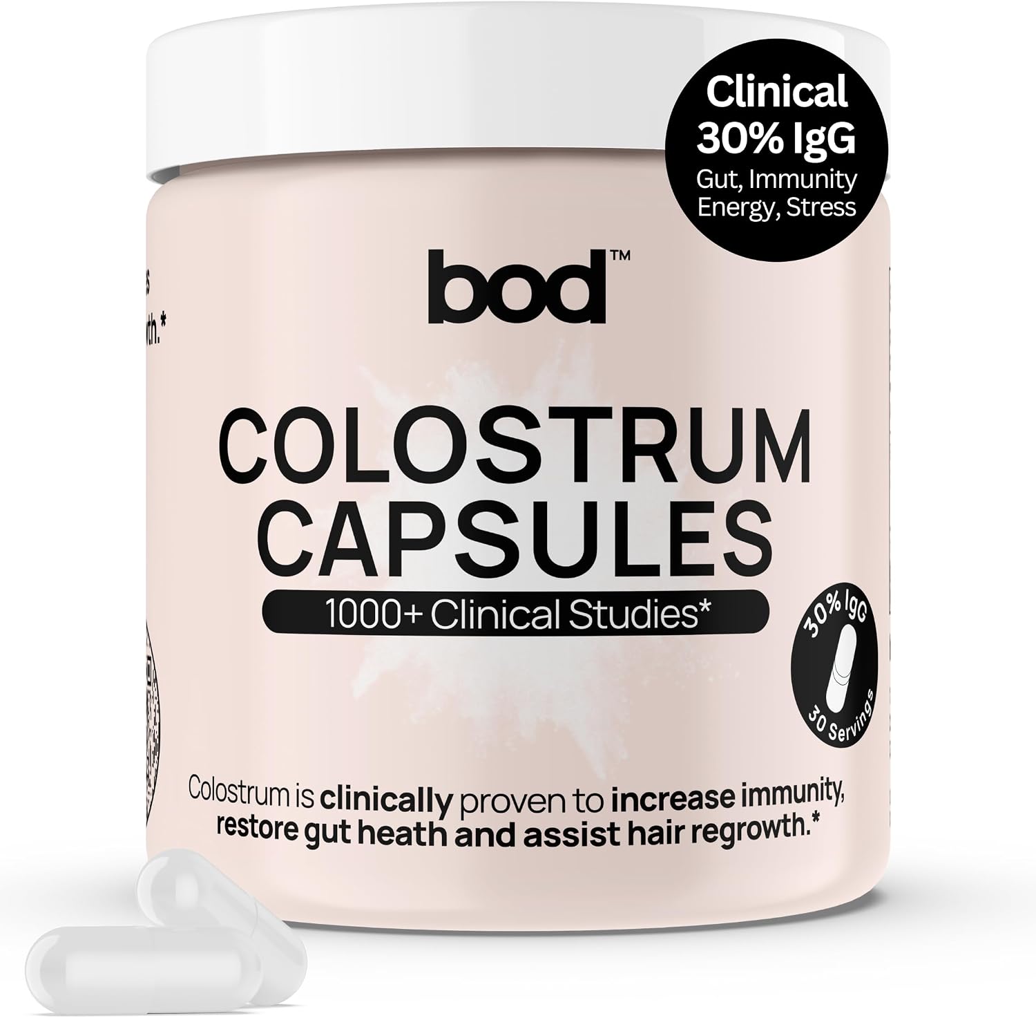 Bod Colostrum Capsules - Bovine Colostrum Supplement with 30% IgG, 30 Servings - görsel 1