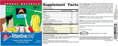 Source Naturals Attentive Child Chewable Wafers - Brain Metabolism Support, 30 Fruit Wafers