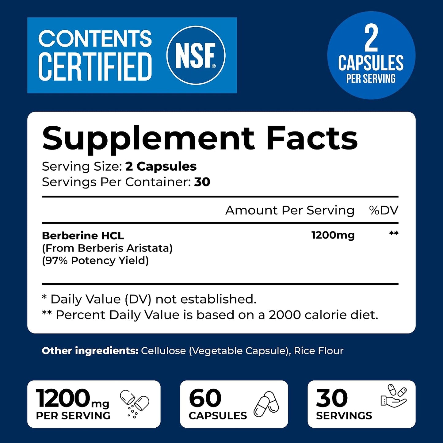 We Like Vitamins Berberine Supplement 1200 mg | NSF Certified | 60 Vegetarian Capsules - görsel 3