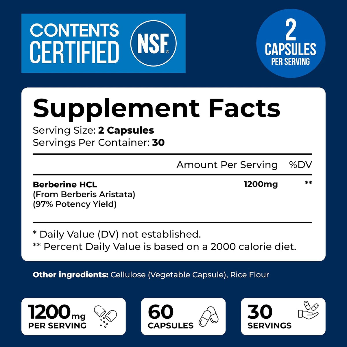 We Like Vitamins Berberine Supplement 1200 mg | NSF Certified | 60 Vegetarian Capsules - görsel 3