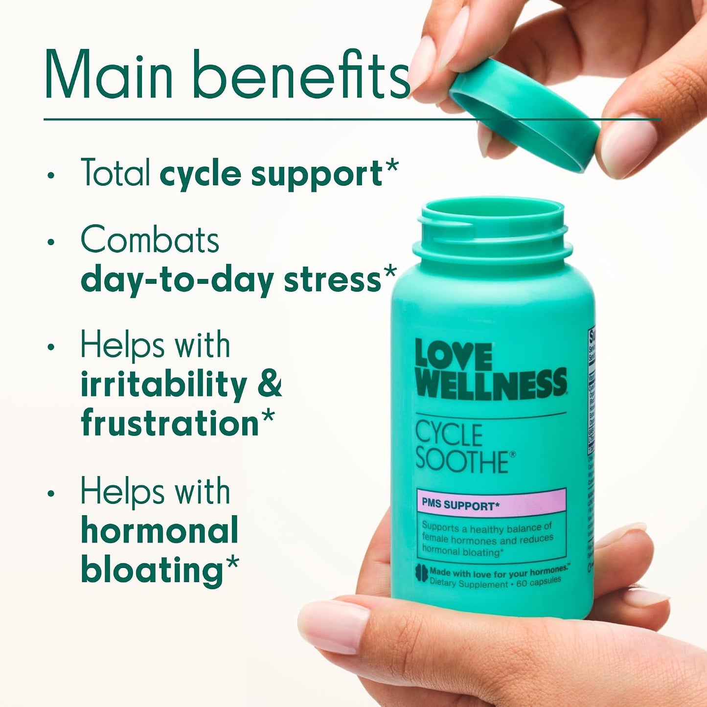 Love Wellness Cycle Soothe Supplement | Supports a Positive Mood | Helps with PMS, Hormonal Balance & Stress Relief | 60 Capsules - görsel 2