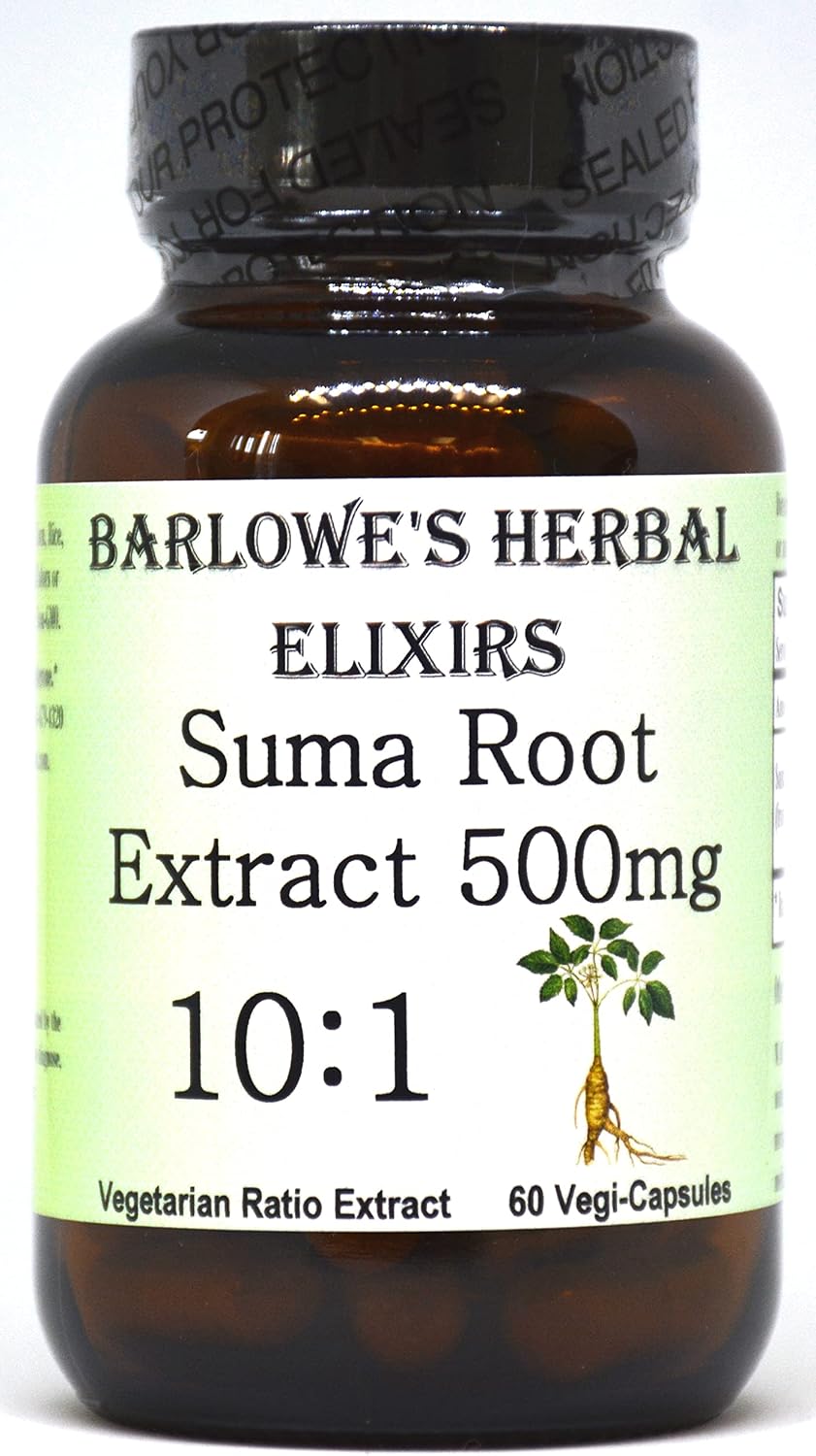 Barlowe's Herbal Elixirs Suma Root Extract Supplement | Pfaffia Paniculata | 10:1 Concentrated Extract | 500mg per Capsule | 60 Vegan Capsules - görsel 1