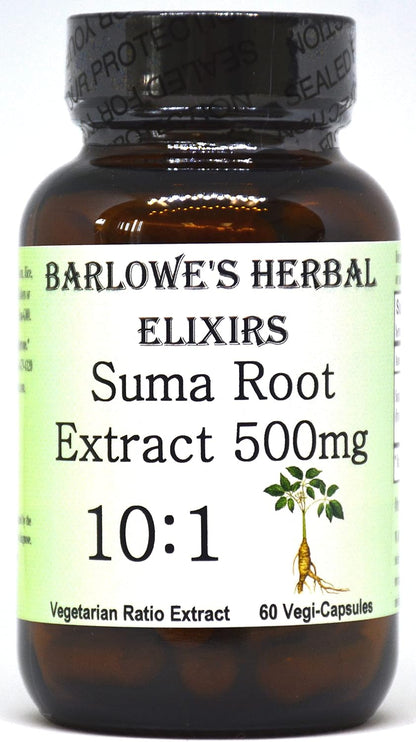 Barlowe's Herbal Elixirs Suma Root Extract Supplement | Pfaffia Paniculata | 10:1 Concentrated Extract | 500mg per Capsule | 60 Vegan Capsules