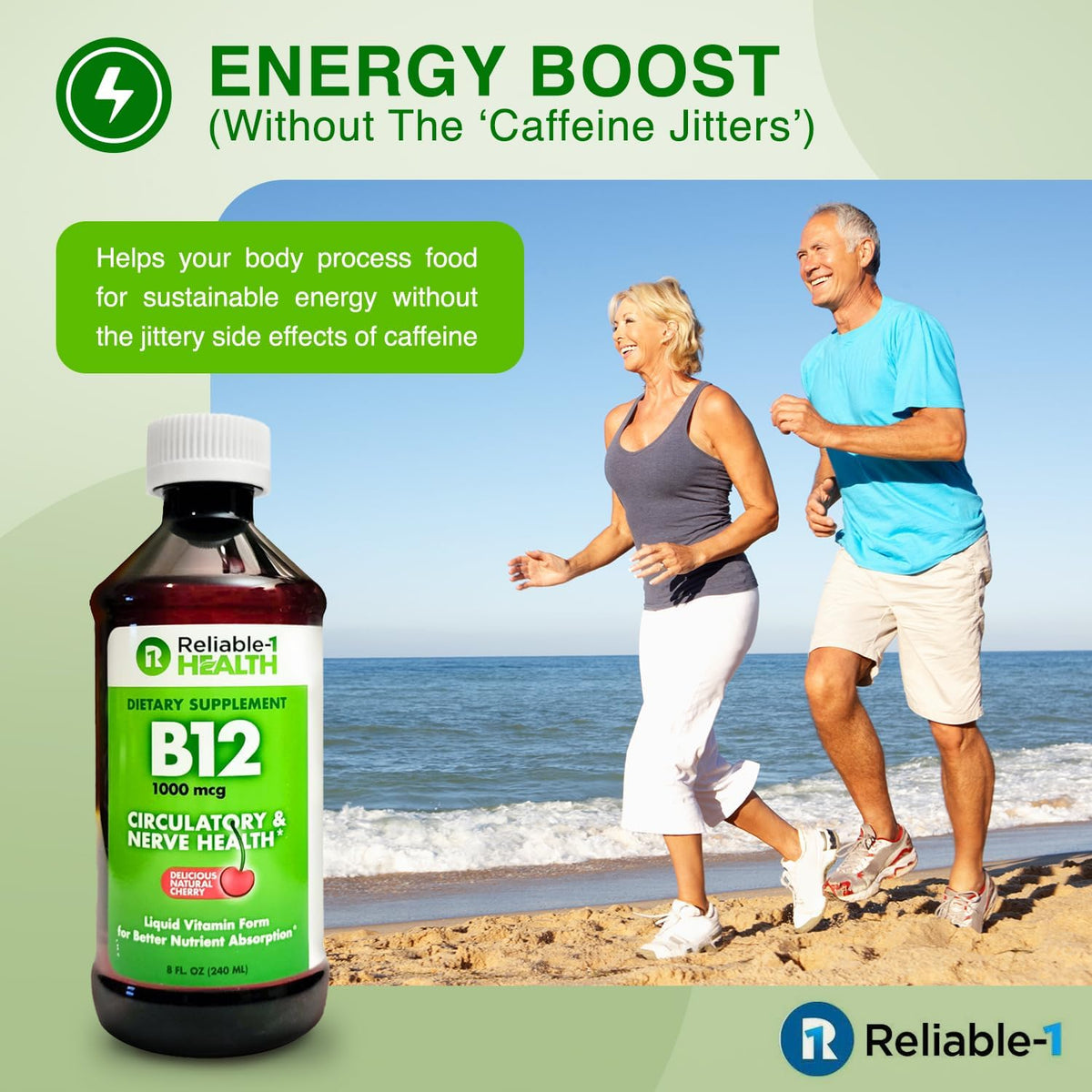 Reliable-1 Laboratories Liquid Vitamin B12 Daily Supplement 1000mcg for Adult Men & Women - Natural Cherry Flavour - görsel 5