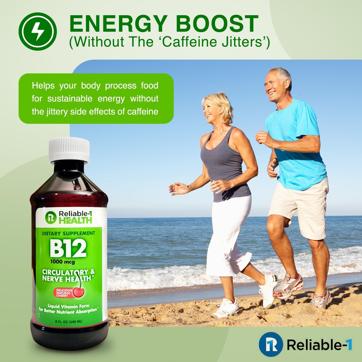 Reliable-1 Laboratories Liquid Vitamin B12 Daily Supplement 1000mcg for Adult Men & Women - Natural Cherry Flavour - görsel 5