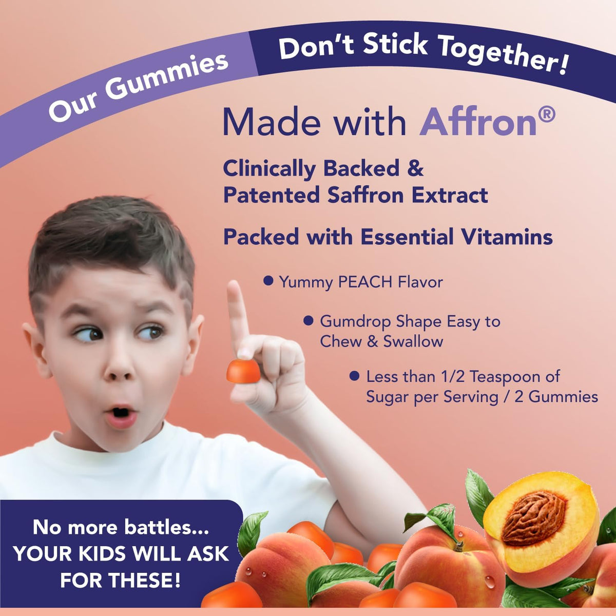 NutriMagic Children's Brain Booster+ 30mg Saffron-Based Multivitamin Gummies for Brain Health Support, Saffron Extract Gummies, Vitamin D3, B6, B12, Zinc, 120 Non-GMO Gummies (Pack of 2) - görsel 7