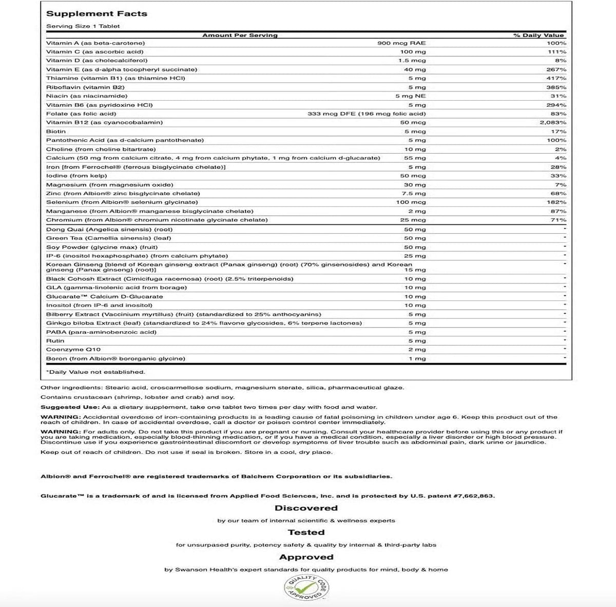 Swanson Multi Women's Prime Multivitamin Multimineral - 90 Tablets - görsel 2