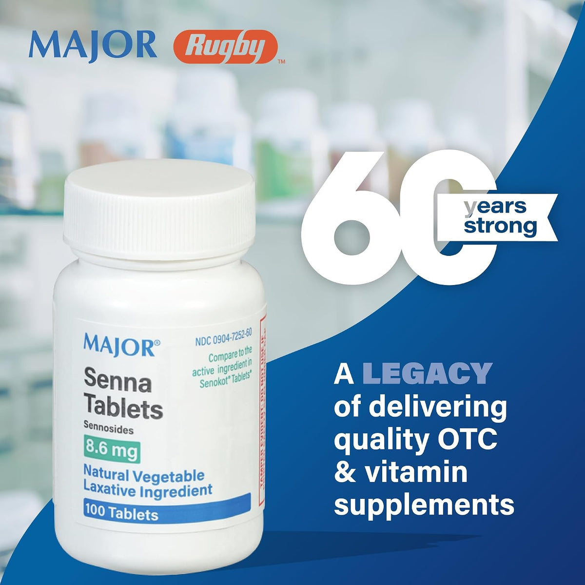 Major Senna 8.6 mg Traditional Herbal Laxative Tablets - Made with Sennosides - Provides Occasional Constipation Relief - 100 Tablets - görsel 1