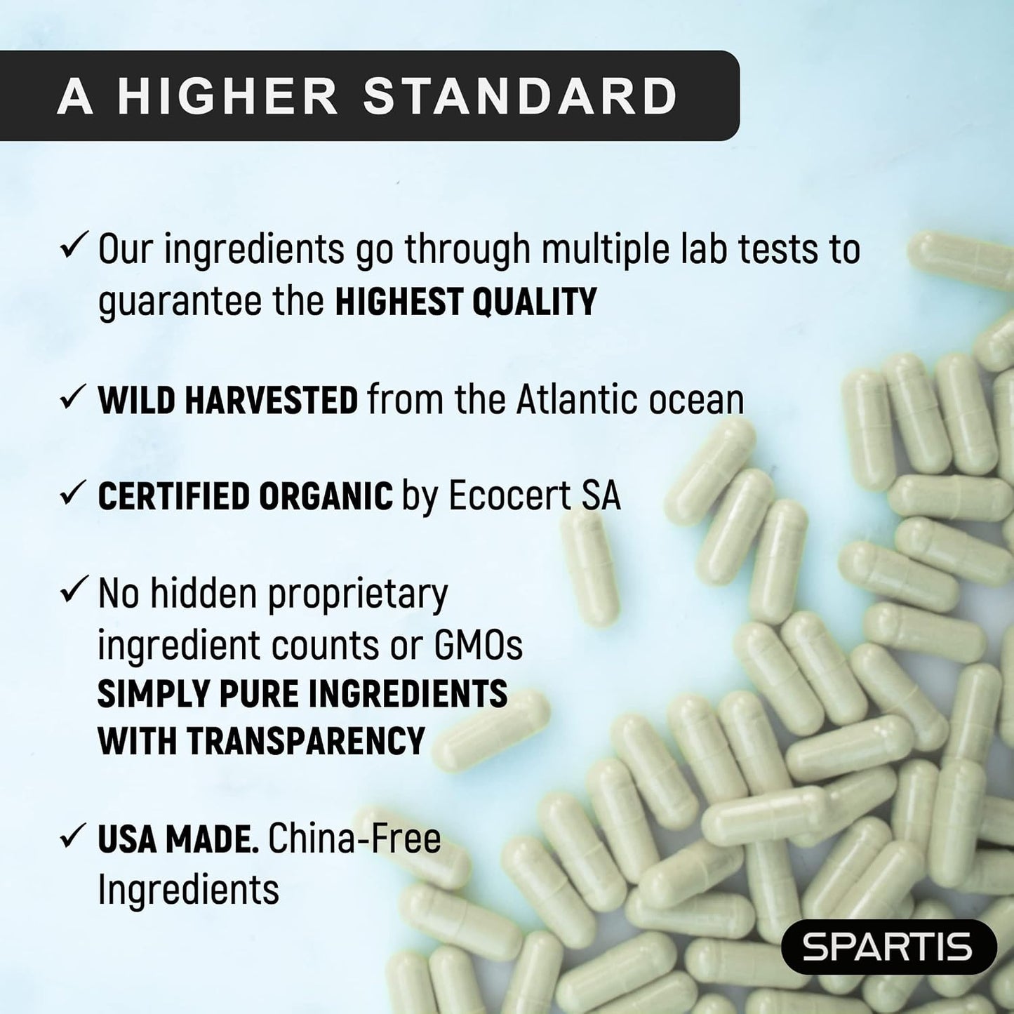 Certified Organic Sea Moss Capsules 2250mg – Wildcrafted Irish Sea Moss, Burdock Root & Bladderwrack Supplement (180 Capsules) - görsel 3