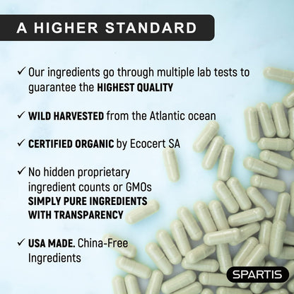Certified Organic Sea Moss Capsules 2250mg – Wildcrafted Irish Sea Moss, Burdock Root & Bladderwrack Supplement (180 Capsules)
