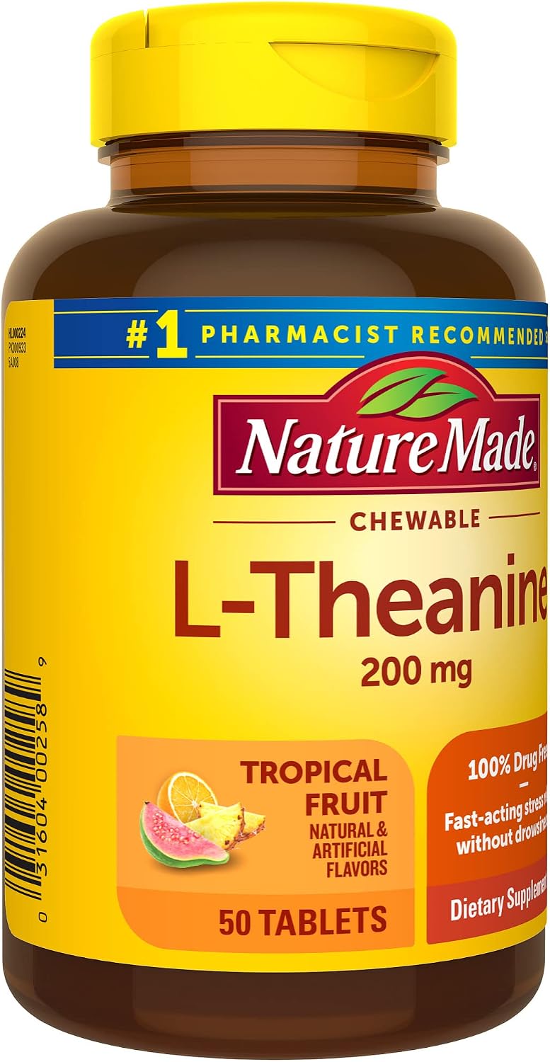 Nature Made Chewable L-Theanine 200mg, 50 Chewable Tablets for Stress Relief - görsel 10