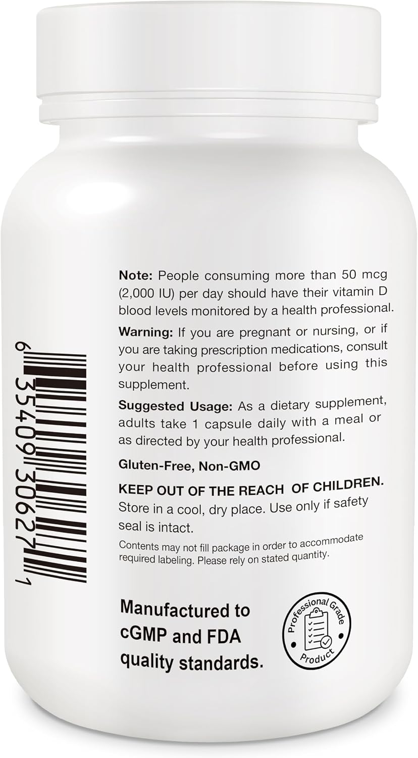 Organic Vitamin D3 125 mcg (5,000 IU) Pro Strength Micro-Capsules - Supports Bone, Muscle, and Immune Health - Easy Swallow, Fast Absorption - naturActiiv - görsel 3