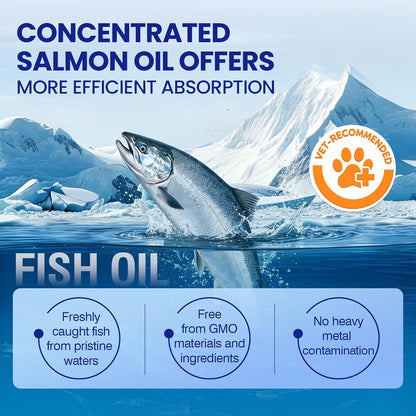 TTLXBL Omega-3 Fish Oil Supplement for Dogs – 200 Skin & Coat Chews with EPA & DHA