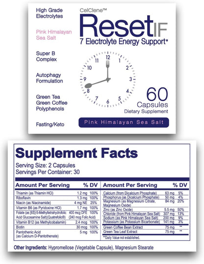 ResetIF, 7 Electrolytes, Methyl B12 & Methyl Folate, Green Tea & Green Coffee Extracts, B Complex, Zinc, 72 Trace Minerals
