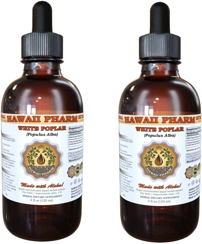 Hawaii Pharm White Poplar Liquid Extract - Herbal Tincture (2x4 fl oz / 2x120 ml) - görsel 1
