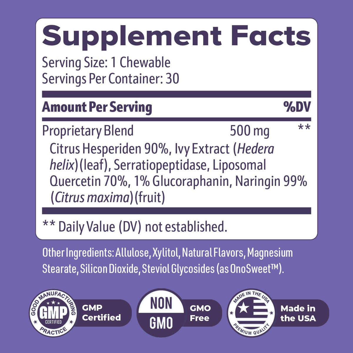 NiteHush Pro – Ivy Extract & Quercetin Chewable Tablets – 30 Tablets - görsel 3