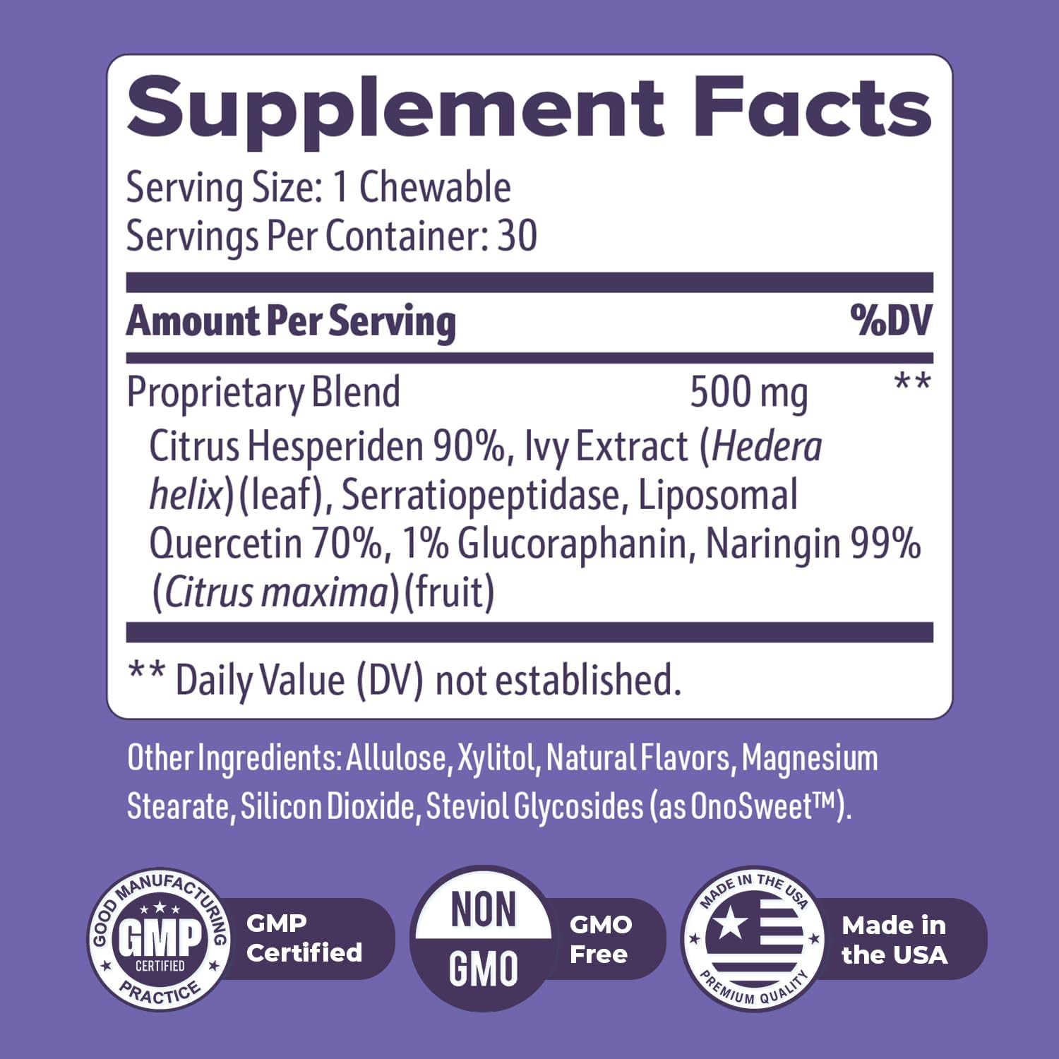 NiteHush Pro – Ivy Extract & Quercetin Chewable Tablets – 30 Tablets - görsel 3