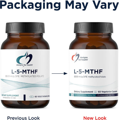 Designs for Health L-5-MTHF – Quatrefolic Methylfolate 5mg, 60 Capsules