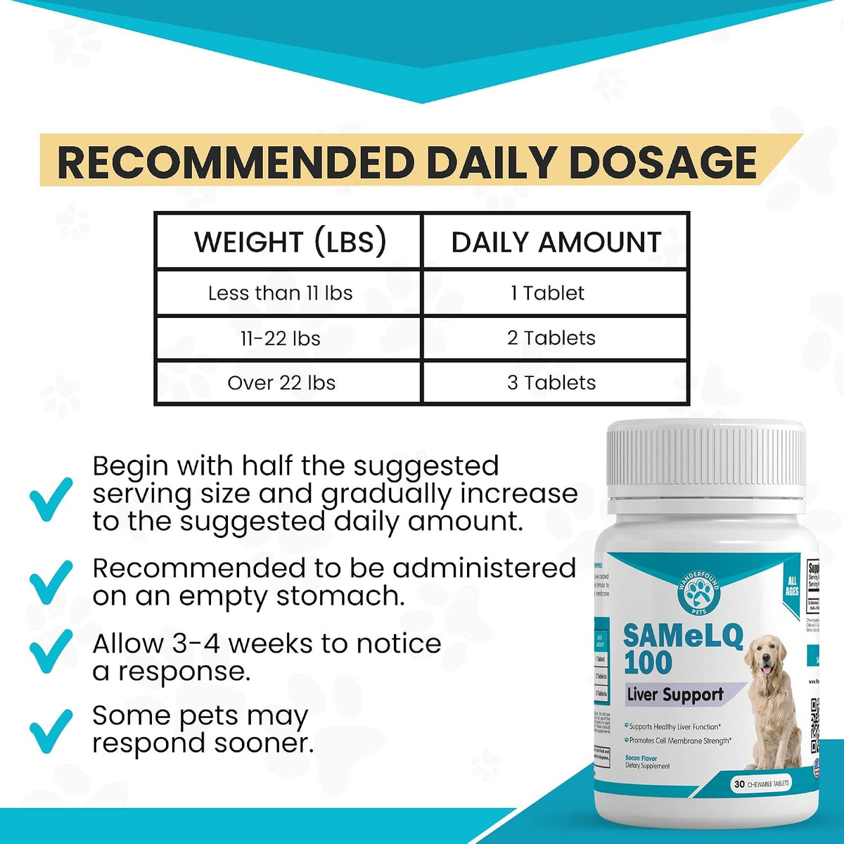Pawsitive Same 100 Liver Support for Dogs - SAMe Chewable Tablets - Bacon Flavour (60 Count) - görsel 5