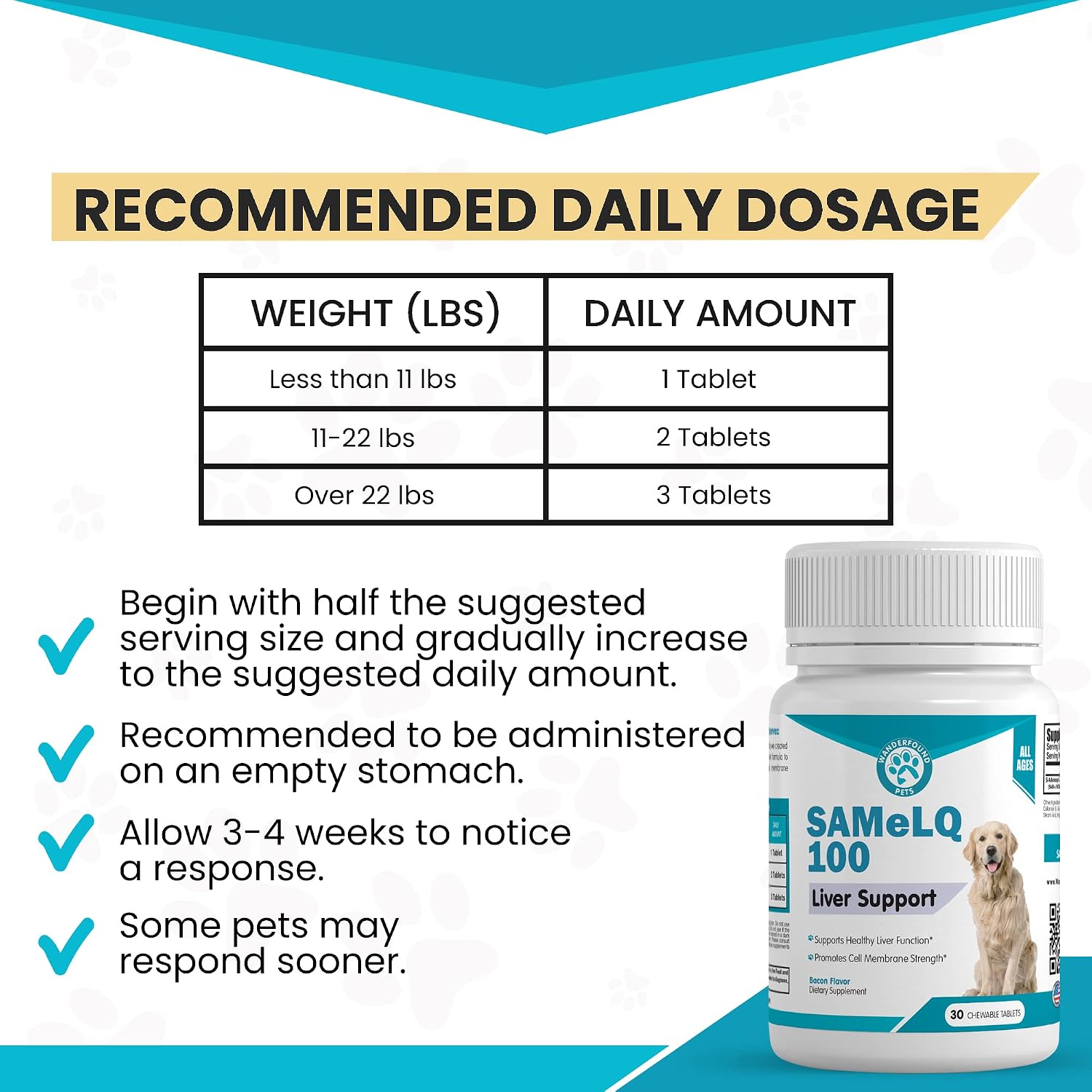 Pawsitive Same 100 Liver Support for Dogs - SAMe Chewable Tablets - Bacon Flavour (60 Count) - görsel 5