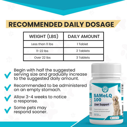 Pawsitive Same 100 Liver Support for Dogs - SAMe Chewable Tablets - Bacon Flavour (60 Count)