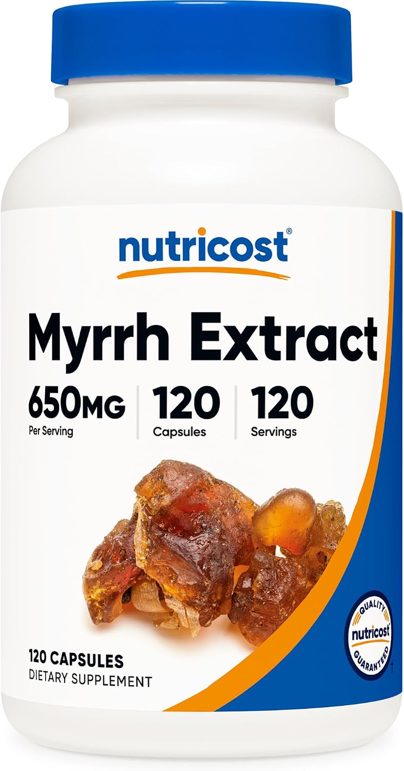 Nutricost Myrrh Extract 120 Capsules – 650mg 4:1 Extract, Gluten-Free, Non-GMO, Vegetarian - görsel 1