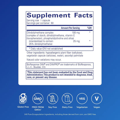 Pure Encapsulations DIMPRO 100 - Diindolylmethane Supplement for Breast, Cervical and Prostate Health - 60 Capsules