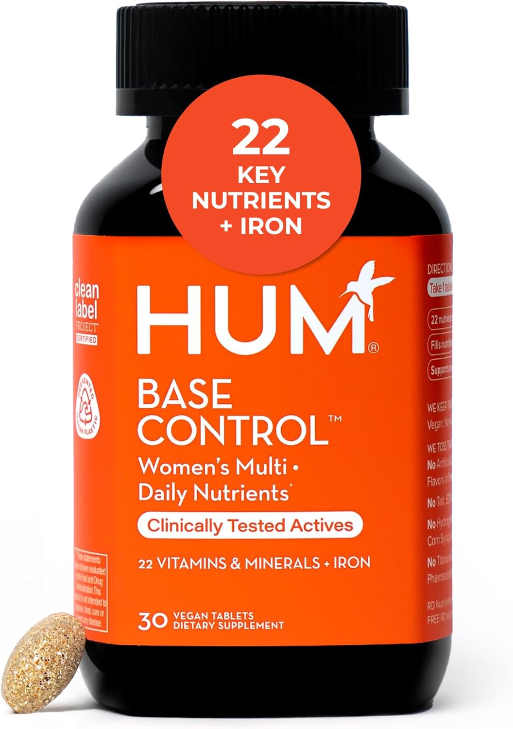 HUM Base Control Multivitamin for Women – Daily Multivitamin with Vitamin C, Iron, Biotin, Zinc, B Complex (30 Capsules) - görsel 1