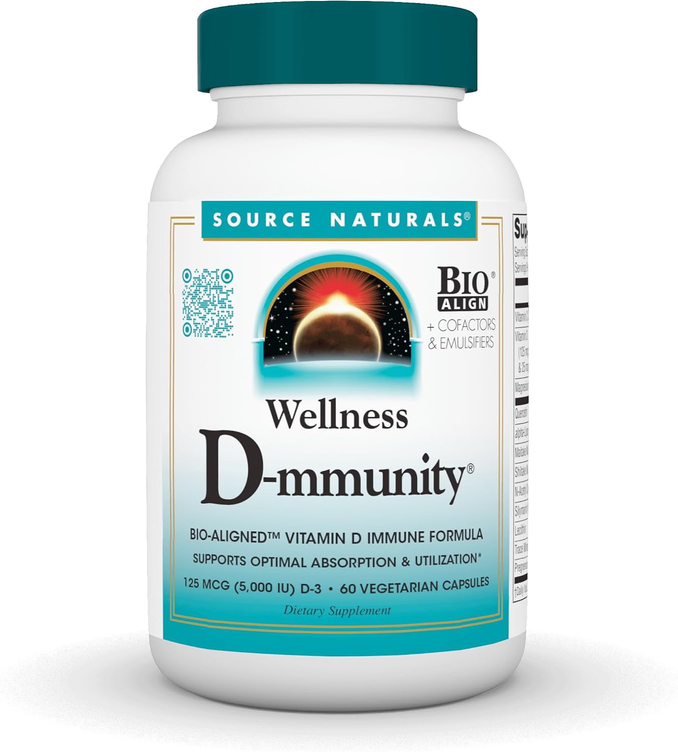 Source Naturals Wellness D-mmunity - Bio-Aligned Vitamin D Immune Formula, 60 Vegetarian Capsules - görsel 1