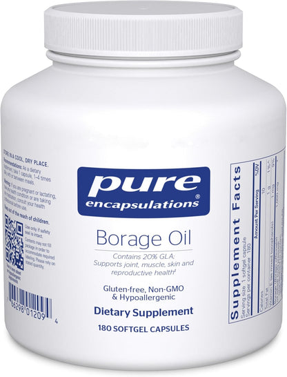Pure Encapsulations Borage Oil | Hypoallergenic Food Supplement | 180 Softgel Capsules